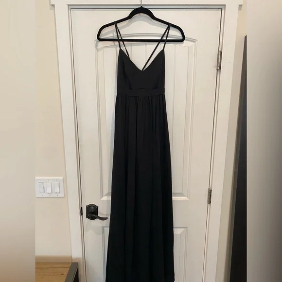 NWT - J crew satin black gown